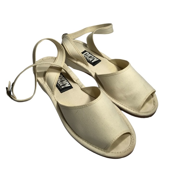 DKNY Canvas Natural Open Toe Flats - Picture 2 of 4